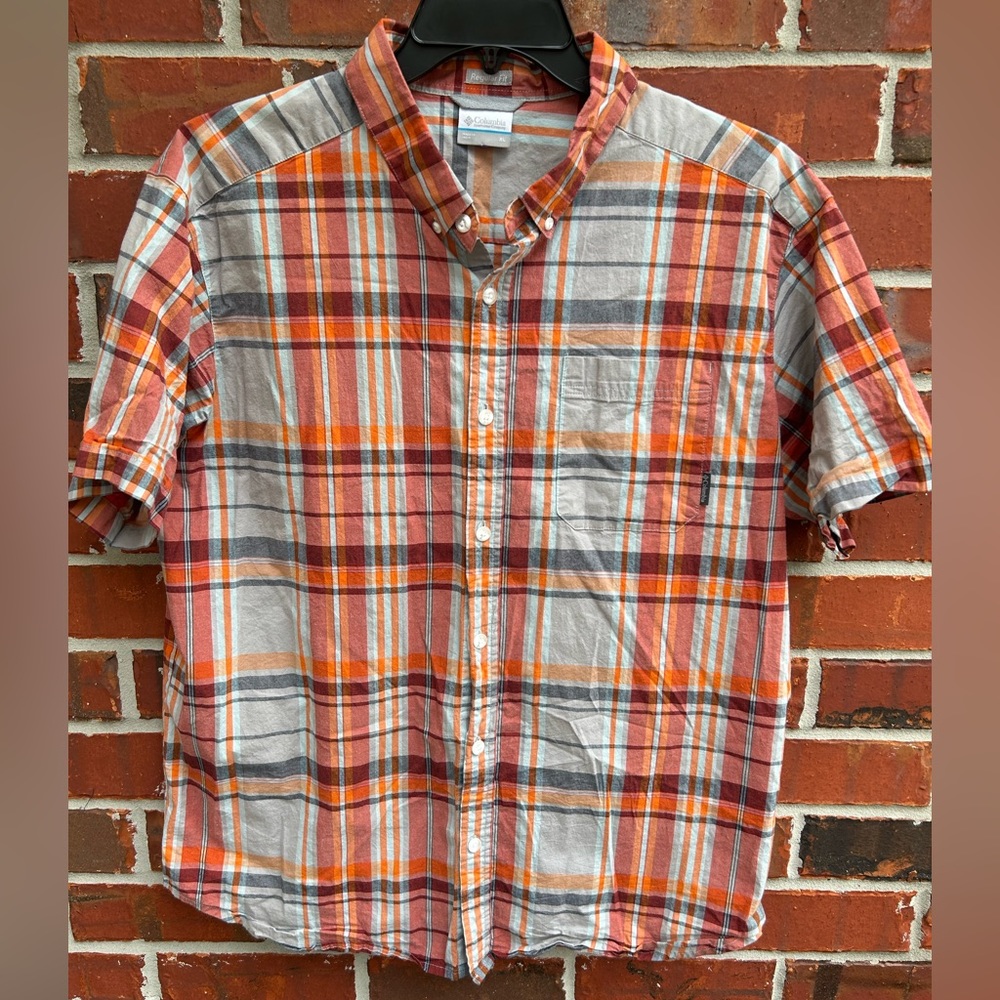 Columbia Men’s Regular Fit Mens Short Sleeve Button Down XL Plaid Shirt